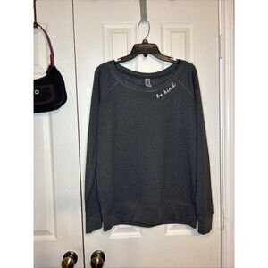 Large Instant Message Sweatshirt Be Kind Gray Embroidered Pullover Comfy Casual
